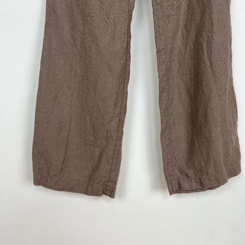 New Eileen Fisher 100% Linen Wide Leg Straight Trousers Minimalist Coastal Pants - Picture 6 of 9